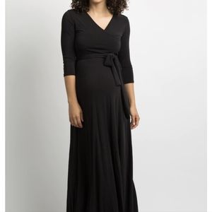 Pink Blush Solid Sash Tie Maternity Maxi Dress